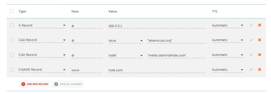 DNS Host Records