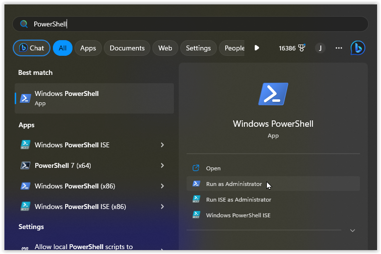 Start Windows PowerShell